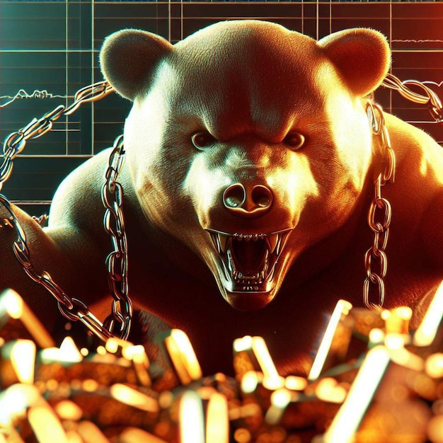 медведь фондового рынка с данными графика фондового рынка или медвежий рынок