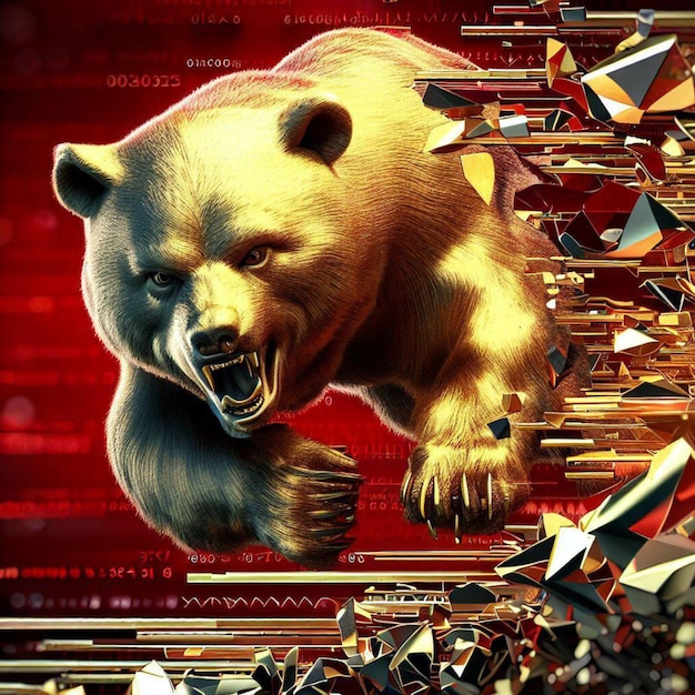 Photo stock market bear with stock market graph data or bearish market