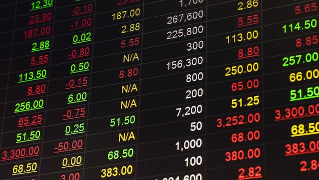 Stock market board background price graph chart.