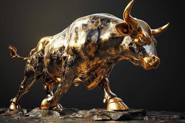 Photo stock market bull 3d illustration