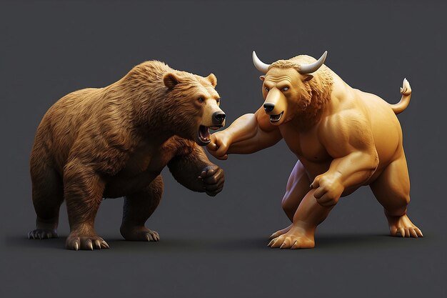 Photo a stock market bull is fighting a bear symbolic struggle between stockholders