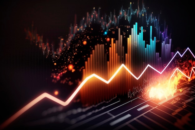 Stock market business digital graph chart investment in growth generative ai