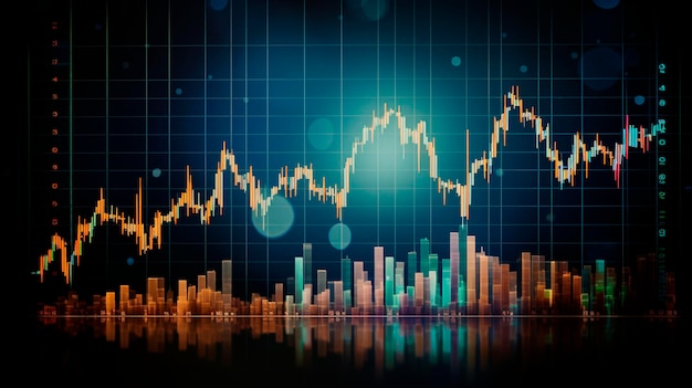 Stock market business and exchange financial growth graph Big data chart on city backdrop Business