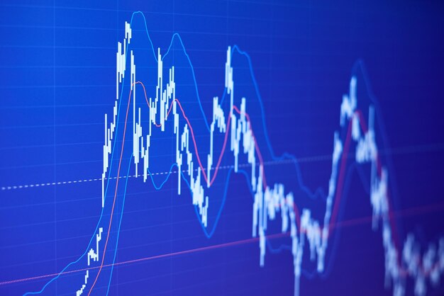 Stock market chart on blue background