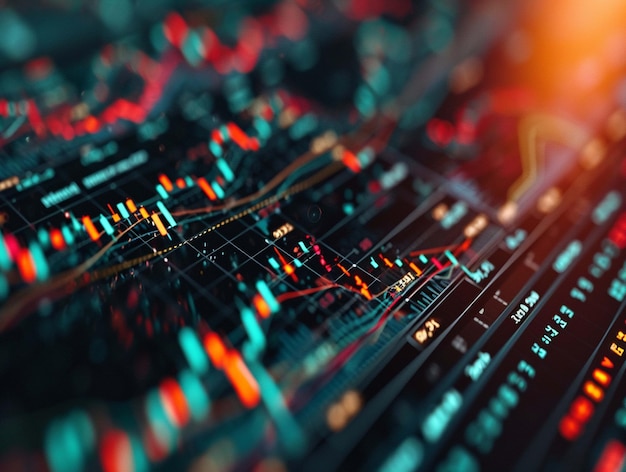 Foto grafico del mercato azionario o analisi del grafico del trading forex attività di investimento finanziario