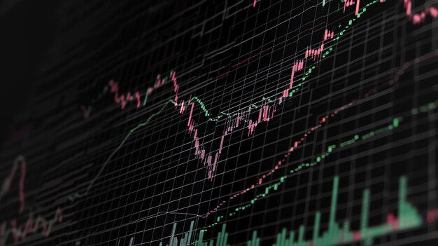 Photo a stock market chart shows the prices of stocks over time