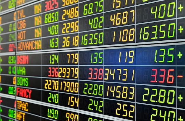 Stock market chart Stock market data on LED display concept