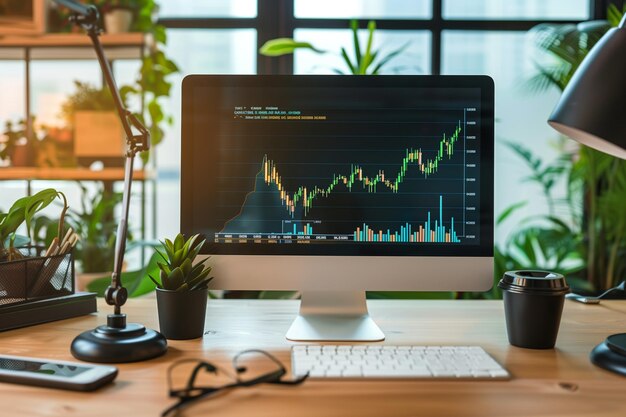 Stock market and digital number table display trading graph chart suitable for financial investment