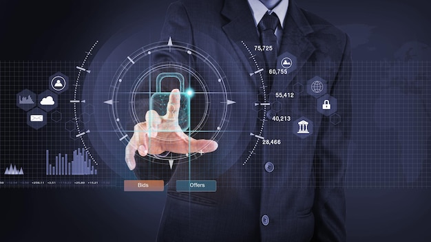 Photo stock market or forex trading graph and candlestick chart for financial investment background.