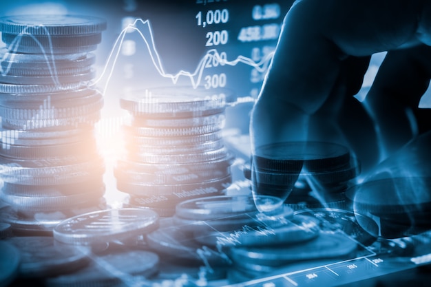 Stock market or forex trading graph and candlestick chart for financial investment background.