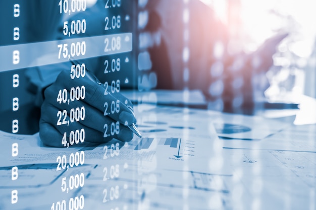 Stock market or forex trading graph and candlestick chart for financial investment