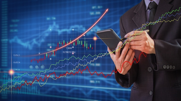 Stock market or forex trading graph and candlestick chart suitable for financial investment concept