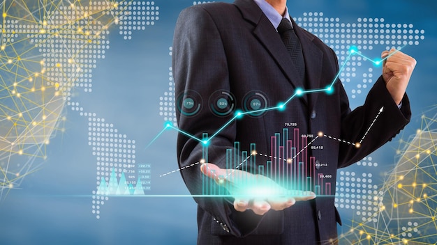 Stock market or forex trading graph and candlestick chart suitable for financial investment concept