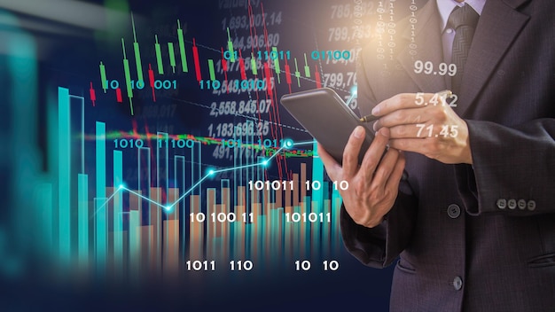 Stock market or forex trading graph and candlestick chart suitable for financial investment concept