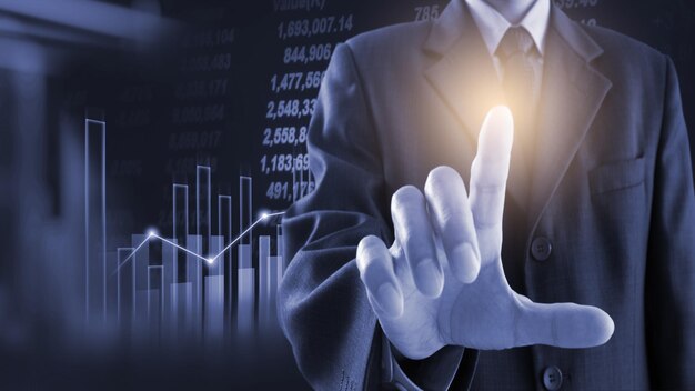 Stock market or forex trading graph and candlestick chart suitable for financial investment concept