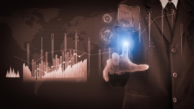 Grafico commerciale del mercato azionario o forex e grafico a candele adatto per il concetto di investimento finanziario