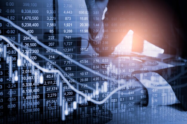 Stock market or forex trading graph and candlestick chart suitable for financial investment concept.