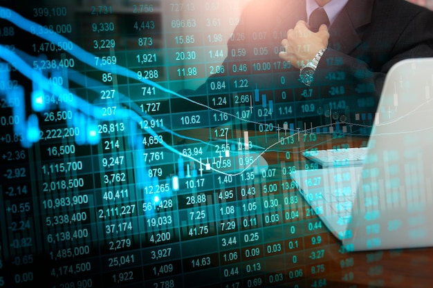 Stock market or forex trading graph and candlestick chart suitable for financial investment concept