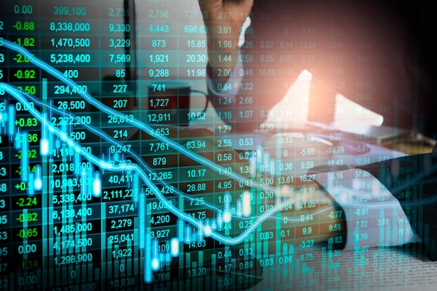 Stock market or forex trading graph and candlestick chart suitable for financial investment concept