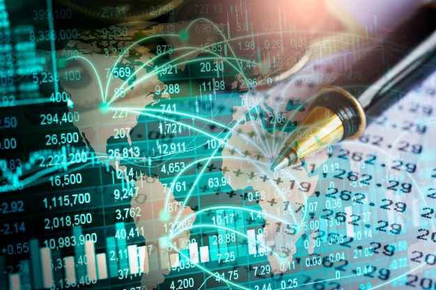 Grafico commerciale del mercato azionario o forex e grafico a candele adatto per il concetto di investimento finanziario