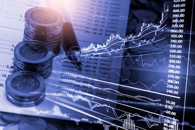 Stock market or forex trading graph and candlestick chart suitable for financial investment concept