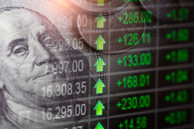 Stock market or forex trading graph and candlestick chart suitable for financial investment concept