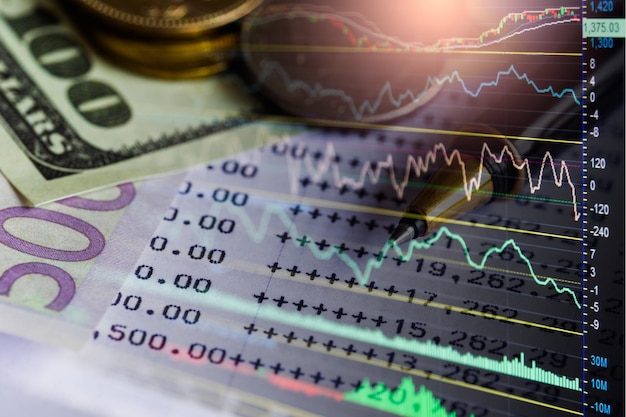 Stock market or forex trading graph and candlestick chart suitable for financial investment concept