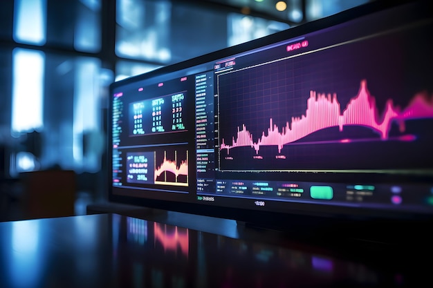 Foto grafico del mercato azionario o forex trading e grafico a candele