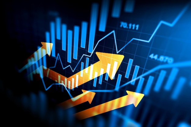 Grafico del mercato azionario o del forex trading in un concetto futuristico