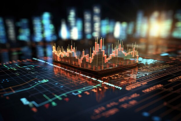 Stock market or forex trading graph