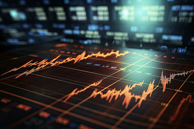 Stock market or forex trading graph