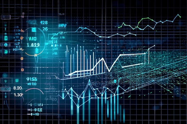 Stock market graph on black Generative AI