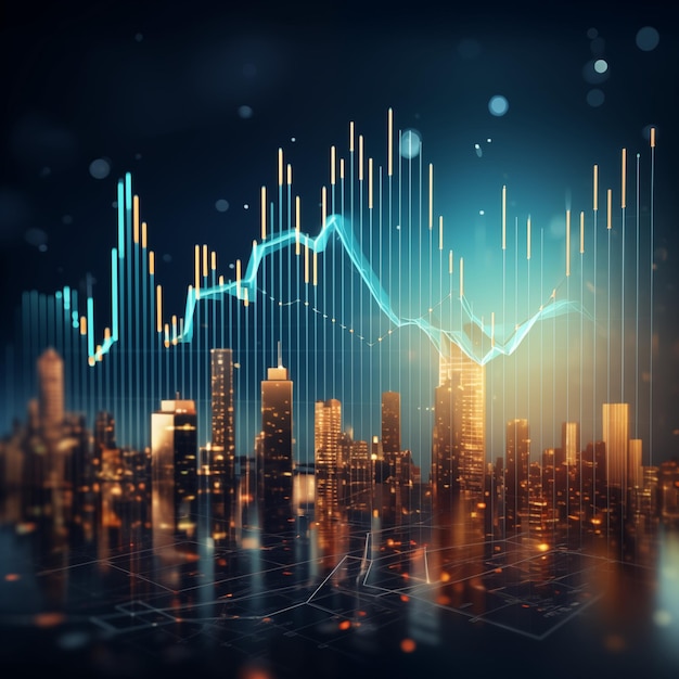 Stock market investment trading graph in graphic concept illustration design generative ai