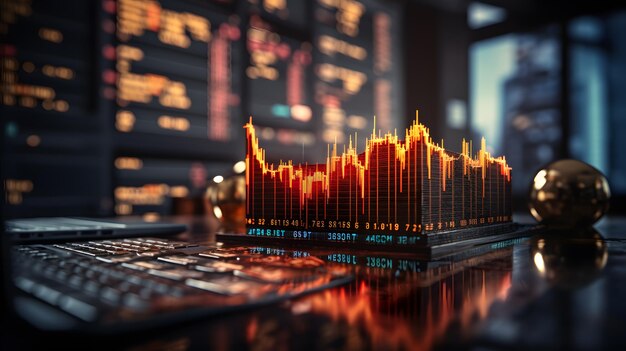 Stock market investment trading graph growth concept