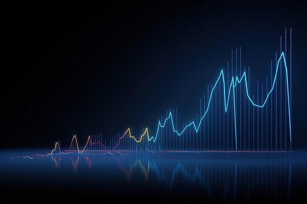 사진 주식 시장 온라인 비즈니스 개념 비즈니스 그래프 빛나는 네온 선