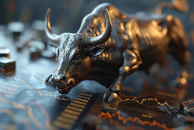 Photo stock market power bull