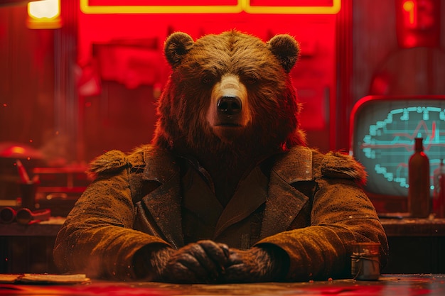 A stock market that is going down is called a bear market It can create huge financial disasters for investors Therefore images of bears with worried or stressed expressions were used in red tones