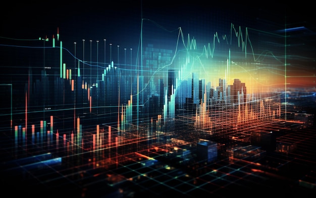 Stock market and trading digital graph