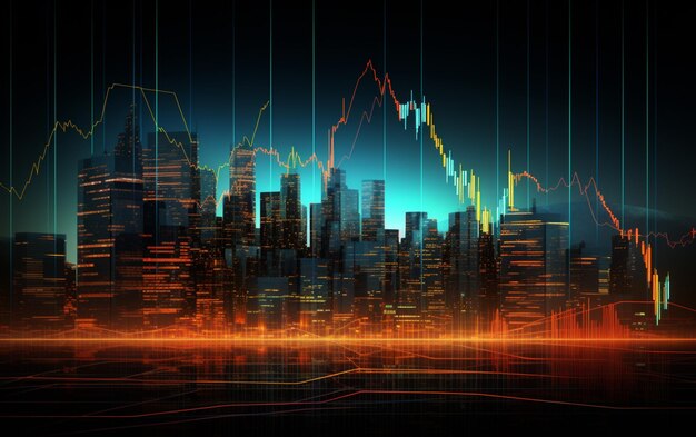 Stock market and trading digital graph