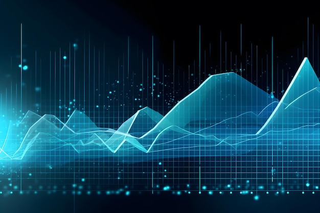 Photo stock market trading graph and candlestick chart on screen monitor for financial investment and economic concept neural network ai generated