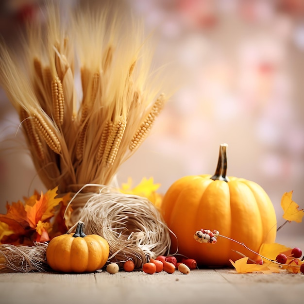 Photo stock photo of autumn theme on light bokek background with copy space