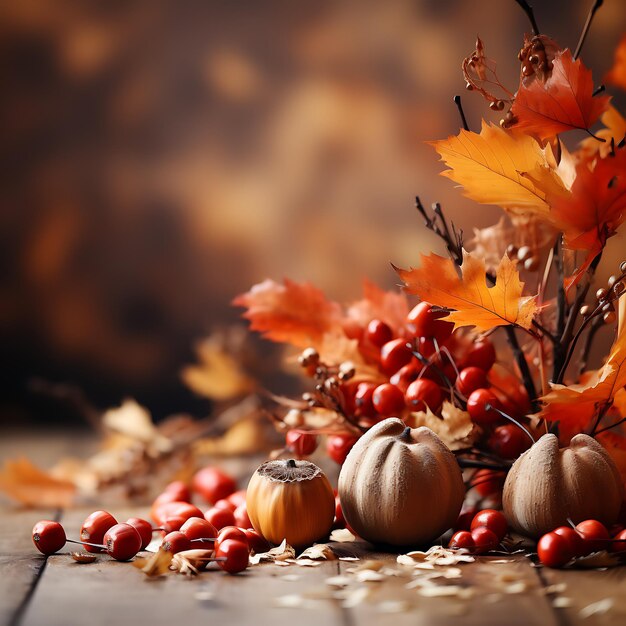 stock photo of autumn theme on light bokek background with copy space