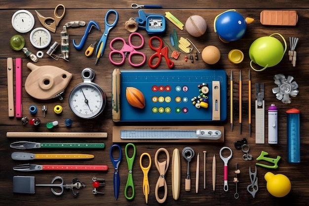 stock photo of back to schoool tools on the chic desk Generative AI