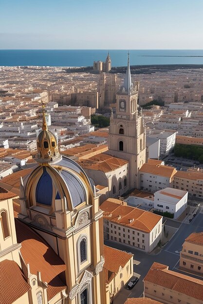 Красивый вид на башню дель Микалет в Валенсии