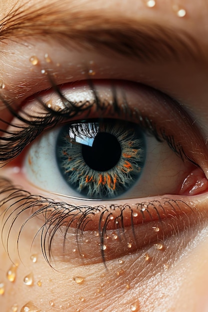 Stock photo close up macro of beautiful freckled face