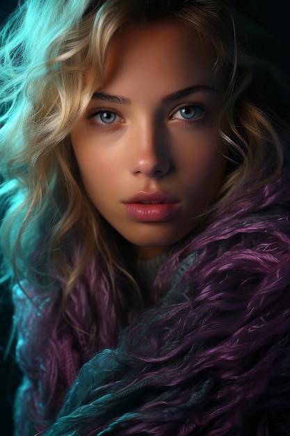 Stock photo close up macro of a pretty girl with blond hair and pink lips