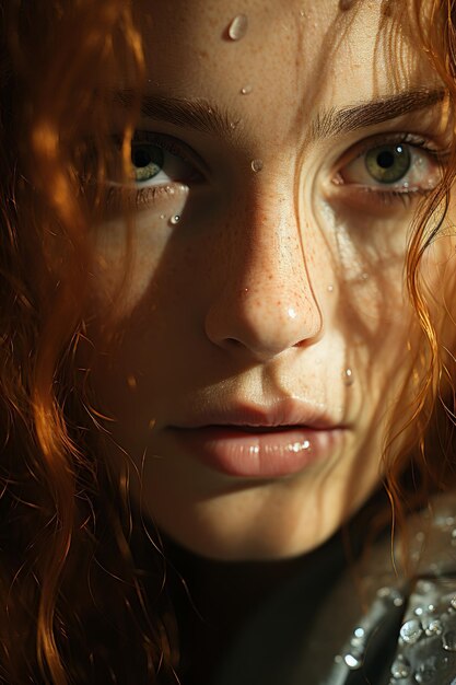 Stock photo close up macro of young women with lights shining in their eyes