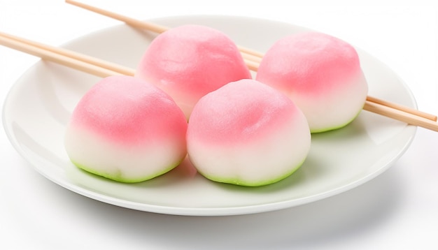 Photo stock photo of dango japanese dumpling food photography pink green white color