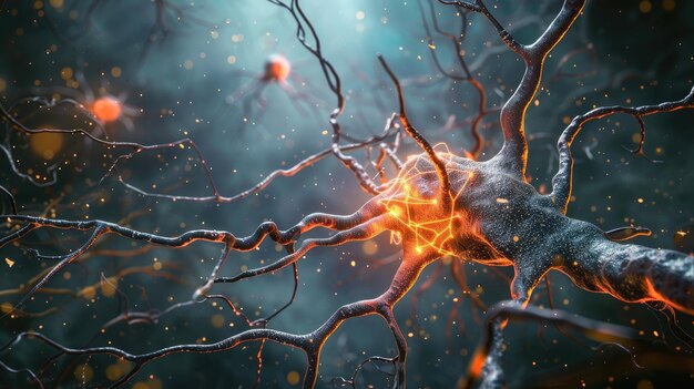 Stock Photo for Design showcasing a stunning background with a 3D representation of a neuron