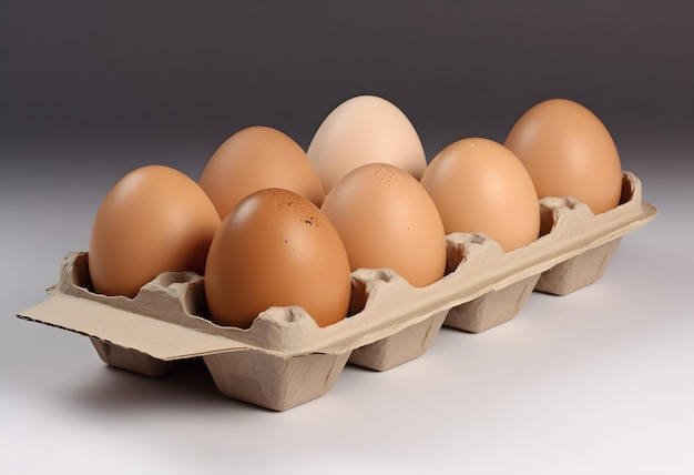 Фото яиц в картонном стиле Генеративный AI